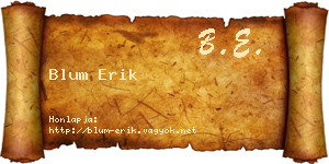 Blum Erik névjegykártya